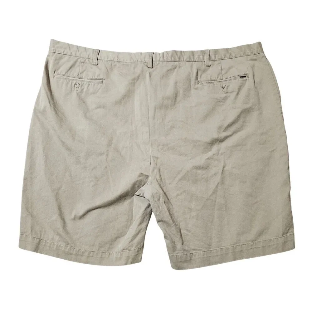 Polo‎ Ralph Lauren Mens Big 50 Khaki Tan Chino Shorts Cotton Twill Flat Front